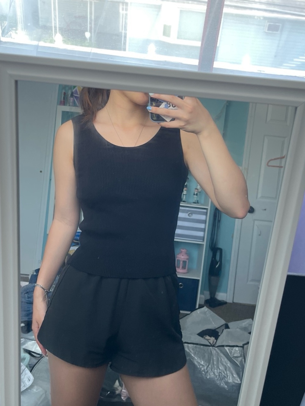 black ribbed tank